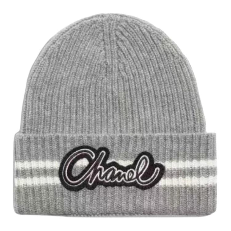 CHANEL Cashmere Beanies Unisex Gray