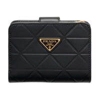 PRADA Leather Wallet Trumpets Women's Black