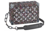 LOUIS VUITTON Leather Small Square Bag, Box Bag, Soft Box Shoulder Bag, Crossbody Bag Men's Gray & Multicolor