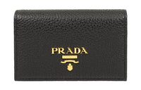 PRADA Cow Leather Wallets Card Holders Regular Unisex Black