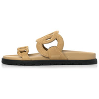 HERMES Extra Rubber Sole Slide Slippers Women's Light Brown