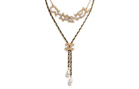 CHANEL Necklaces Women's Black Gold