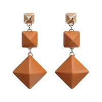 HERMES Palladium-Plated Calfskin Earrings Women's Brown