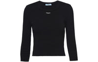 PRADA Logo embroidered Ribbed Jumper