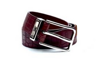 LOUIS VUITTON Solid Color Pin Buckle Leather Belts Men's Burgundy Width: 3.5cm