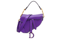 DIOR Smooth Calf Leather Saddle Bag Shoulder Bag Crossbody Bag Handbag Mini Women's Purple