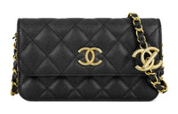 CHANEL Grained Calfskin Shoulder Bag Crossbody Bag Women's Black
