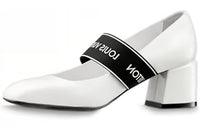 LOUIS VUITTON Chunky Heel High Heels Women's White Black