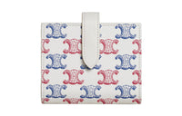 CELINE Canvas With Calfskin Trim Wallet Small Size Women's Blue/Red/White