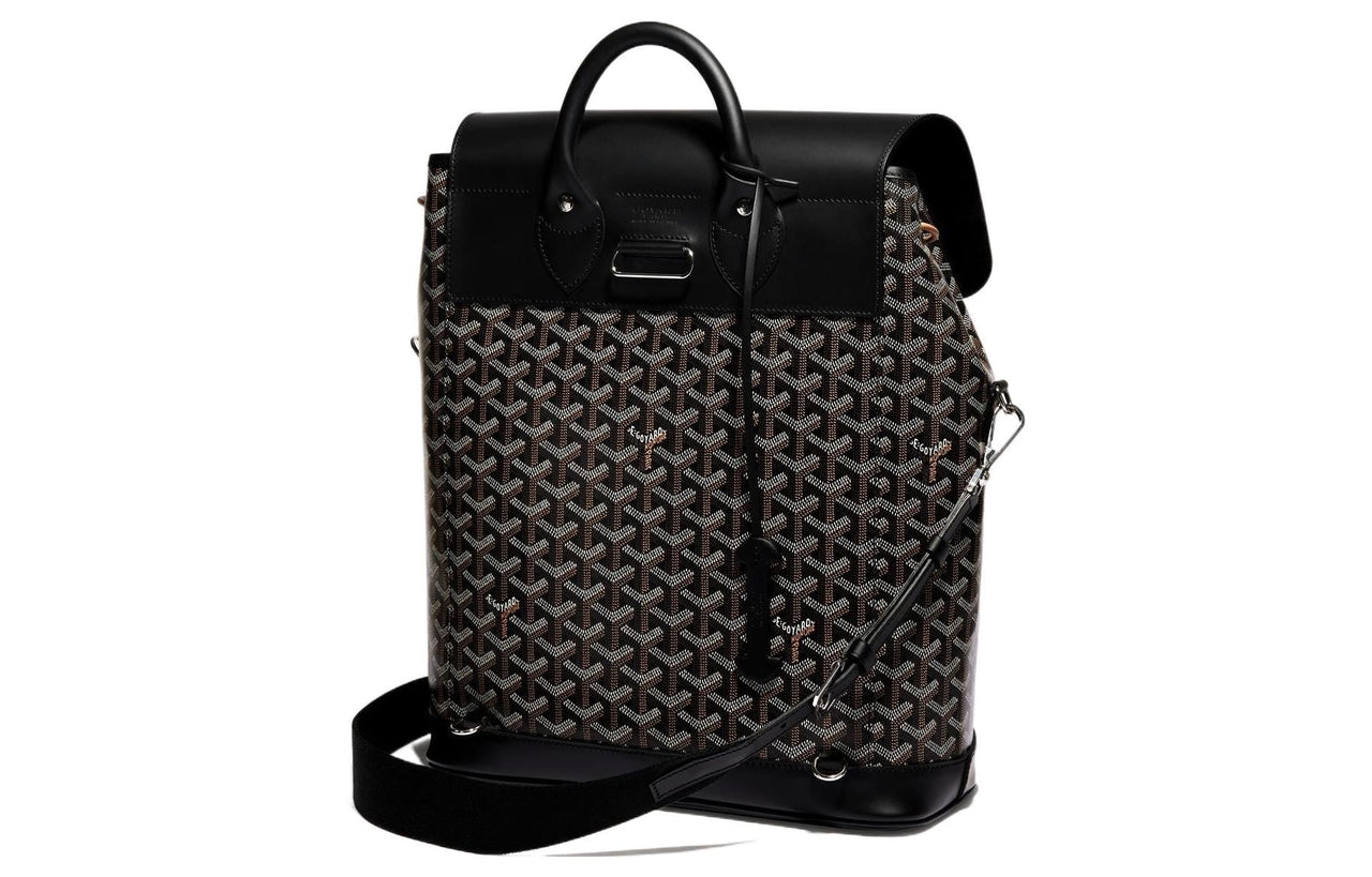 GOYARD Alpin Canvas With Leather Backpack Medium Size Unisex Black
