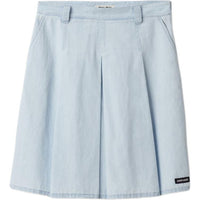 MIU MIU Pleated Chambray Skirt