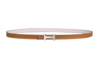 HERMES H Letter Buckle, Smooth Buckle Leather Belts Women's Brown/Light Purple Width 1.3cm
