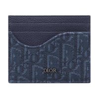 DIOR Cow Leather Card Holder Women's Marine Blue