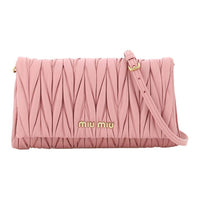 MIU MIU Leather Shoulder Bag Women's Pink
