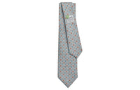 HERMES Tie Men's Gray/Orange/Sky Blue
