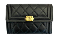 CHANEL Calfskin Pocket Wallet Women's Black