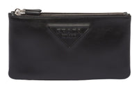PRADA Leather Clutch Regular Women's Black
