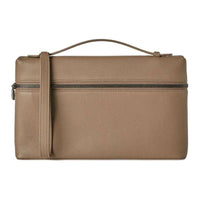 Loro Piana Cow Leather Clutch Men's Dark Coffee Brown