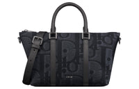 DIOR Extra Large Oblique Printed Fabric Shoulder Bag Crossbody Bag Handbag Men's Black