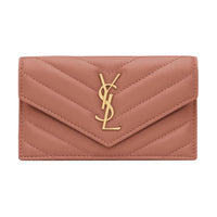 SAINT LAURENT Lambskin Card Holder Women's Light Pink