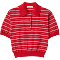 MIU MIU Intarsia knit Logo Polo Shirt