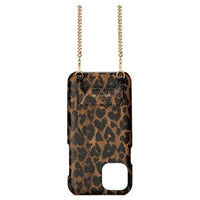 SAINT LAURENT Leather Cell Phone Pouch Women's Leopard