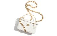 CHANEL Lambskin Portable One Shoulder Crossbody Clutches Women's White