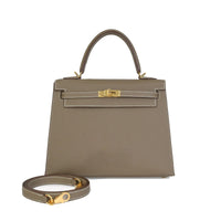 HERMES Kelly Epsom Leather Kelly Bag Handbags Regular Women's 18 Elephant Gray
