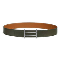 HERMES Calfskin Leather Belts Unisex Brown Green Width: 3.8CM