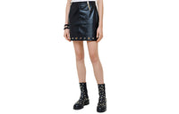 CHANEL Leather Short Skirts Women's Black