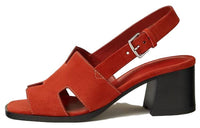 HERMES Elbe Strap Sandals Women's Red