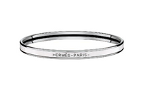 HERMES Enamel Bangles Unisex White