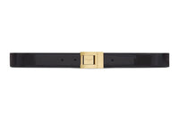 SAINT LAURENT Letter Print Smooth Buckle Leather Belts Women's Black Width: 3cm