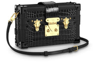LOUIS VUITTON Matte Alligator Leather Handheld Shoulder Bag Crossbody Bag Women's Black