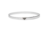 PRADA Logo Emblem Smooth Buckle Leather Belts Women's Silver White 2CM
