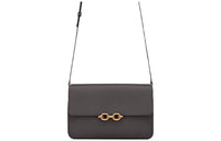 SAINT LAURENT LE MAILLON Smooth Leather Shoulder Bag Crossbody Bag Regular Women's Gray White