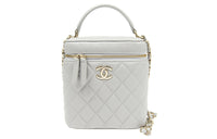 CHANEL Cow Leather Shoulder Bag Crossbody Bag Women's Gray
