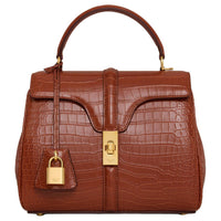 CELINE Crocodile Leather Shoulder Bag Crossbody Bag Handbag Small Size Women's Brown