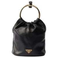 PRADA Nappa Leather One Shoulder Handbag Mini Women's Black