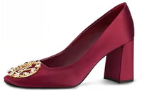 LOUIS VUITTON Chunky Heel High Heels Women's Red