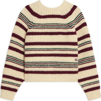 CELINE Crew Neck Sweater In Striped Ribbed Wool