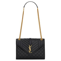 SAINT LAURENT Envelope Bag Medium Matelasse Leather Noir