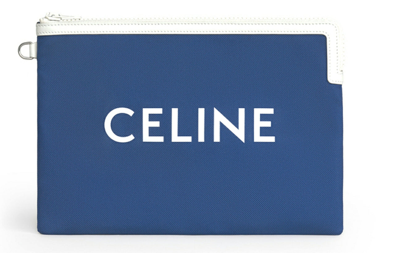 CELINE Polyamide With Cow Leather Clutch Small Size Men's Bright Blue & Red