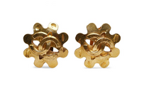 CHANEL 1994 Plated Cc Clip On Costume Earrings
