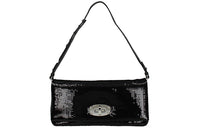 MIU MIU Leather Handbag Shoulder Bag Women's Black & Silver