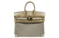 HERMES Birkin Swift Leather With Canvas Bag, Birkin Bag, Handbag Regular Women's Cream White