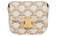 CELINE Fabric Calfskin Shoulder Bag Mini Women's White