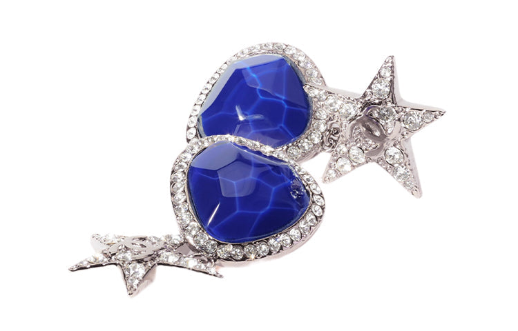 CHANEL 22c Early Spring Earrings Women's Silver, Blue