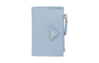 PRADA Leather Card Clip Card Holder Women's Blue