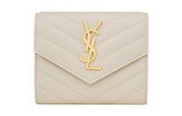 SAINT LAURENT CASSANDRE Lambskin Wallet Regular Women's Vintage White